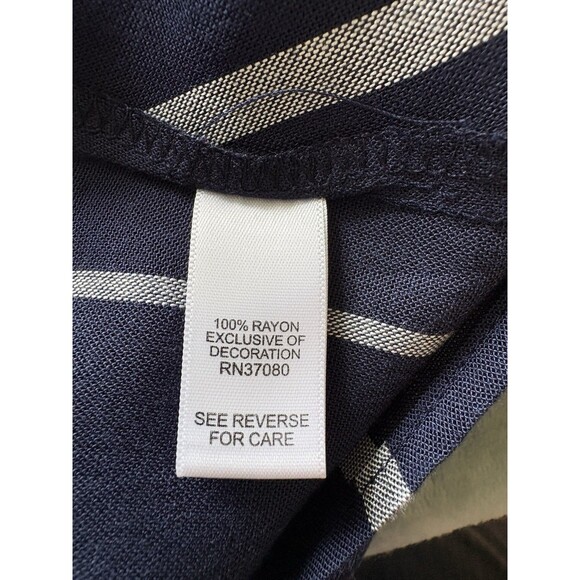 Womens Tunic M Black Gray Stripe 3/4 Bell Sleeves Lace insert V-neck C Est‎ 1946 - Picture 4 of 9